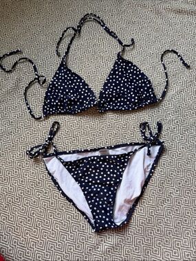 Old Navy - Navy Polka Dot Tie-Side Bikini/ Top XL-Bottom M